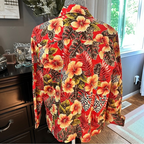 Easy Spirit Tropical Floral Print Stretch Jacket Women’s Medium - Picture 4 of 16